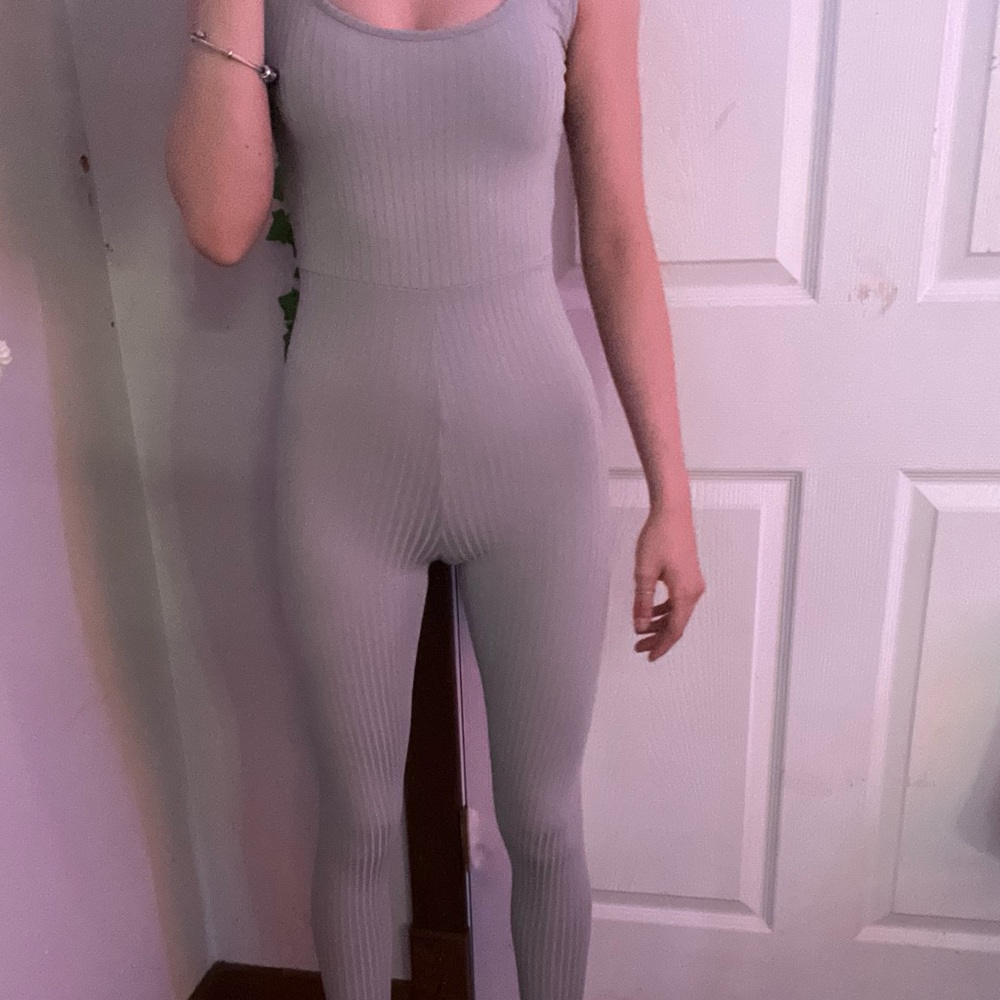 Grey double strap one piece